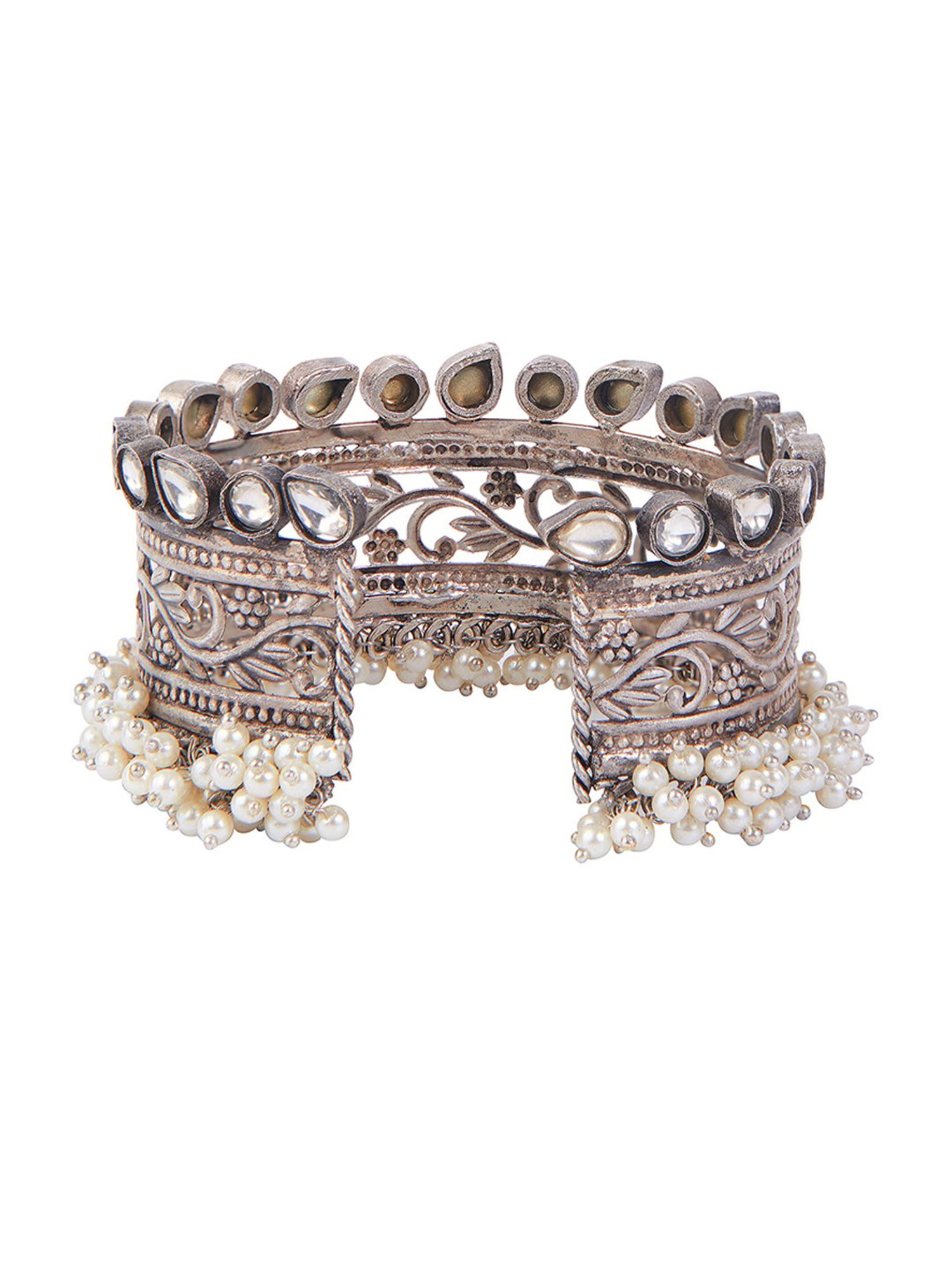 Curio Cottage Aria Oxidised Pearl Embellished Cuffs