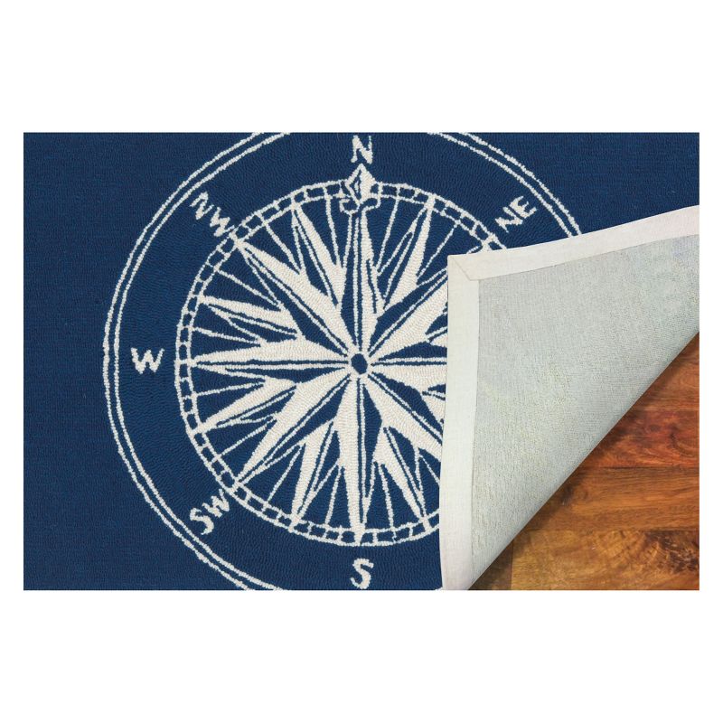 Frontporch Indoor/Outdoor Compass Navy 3' Round Rug Navy - Liora Manne