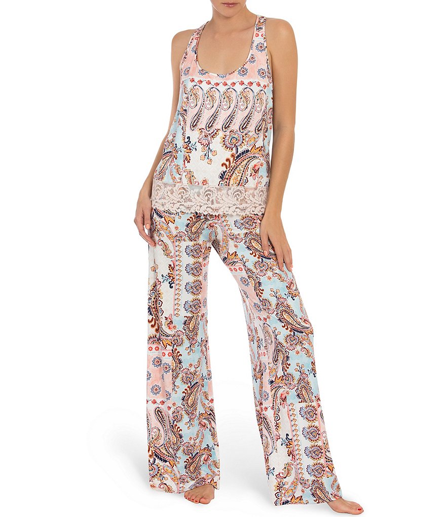 In Bloom by Jonquil Paisley Print Jersey Coordinating Pajama Set