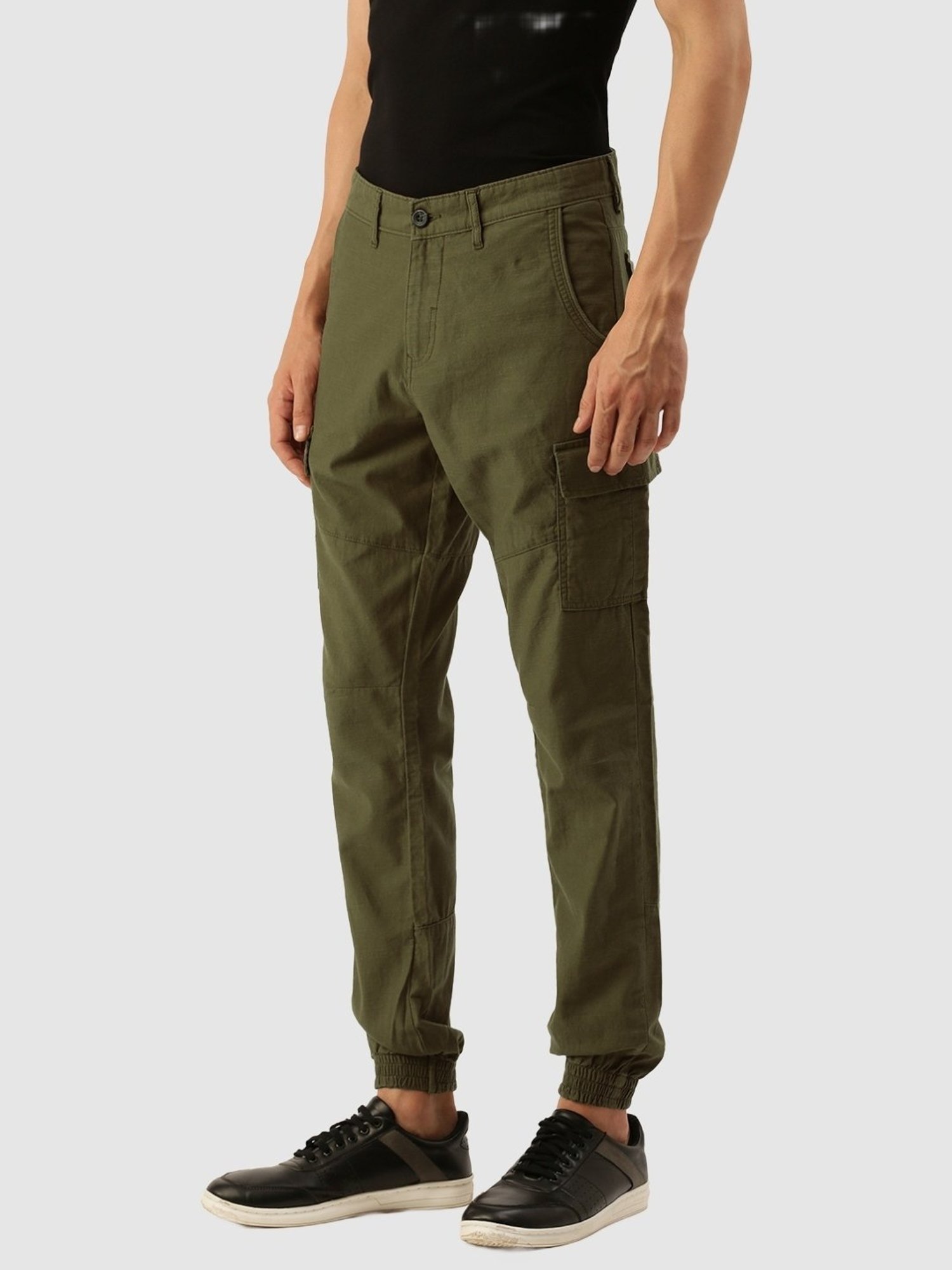 IVOC Olive Cotton Slim Fit Jogger Pants