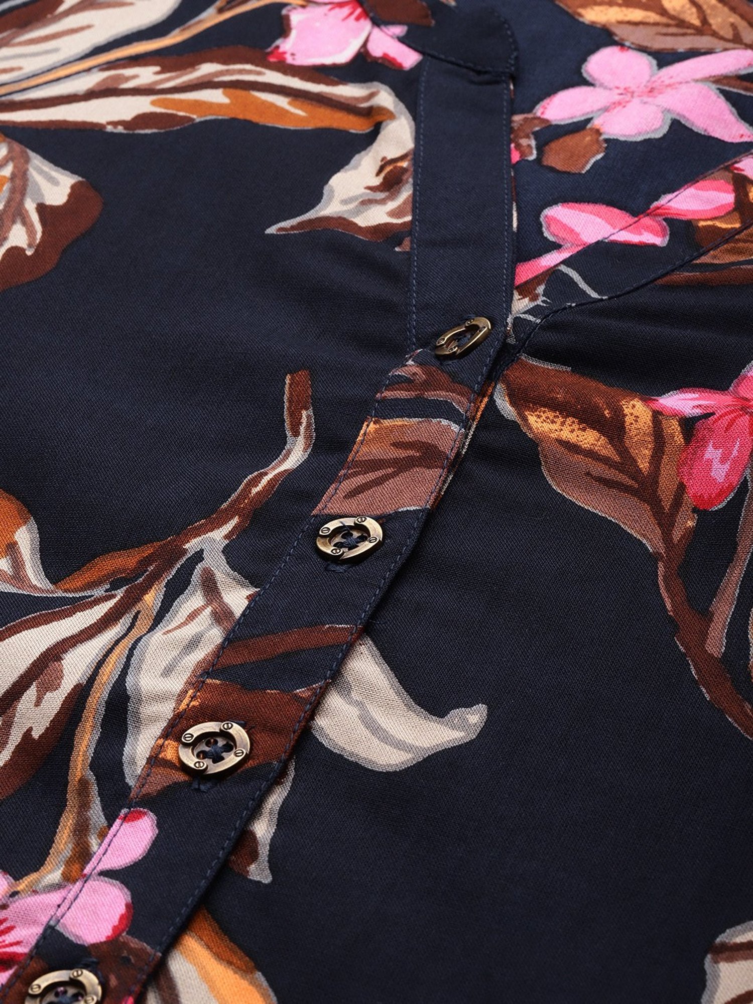 Amukti Blue Printed A Line Kurta