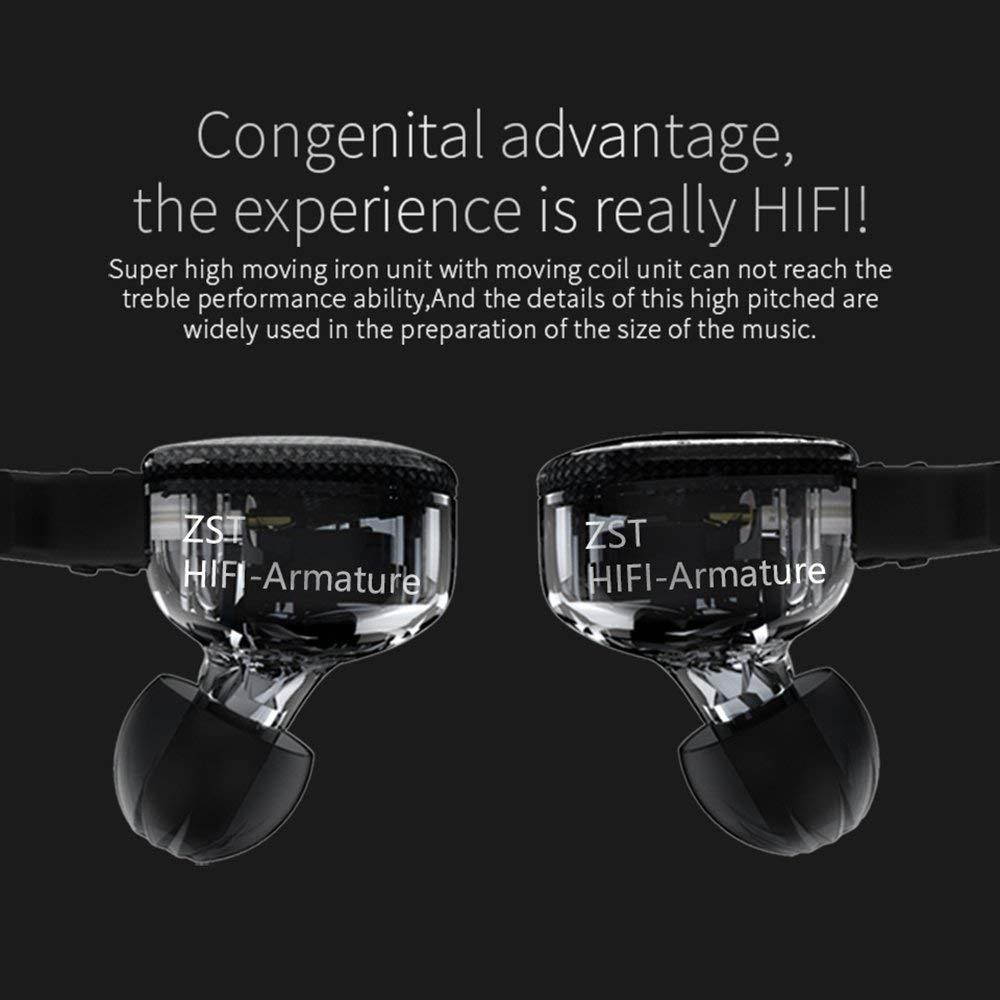 KZ ZST Dynamic Hybrid Dual Driver In Ear Earphones (Black With Mic)