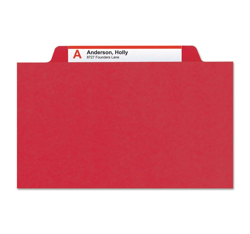 Smead 3" Expansion Folders with 2/5 Cut Tab Letter Eight-Section Bright Red 10/Box 14095