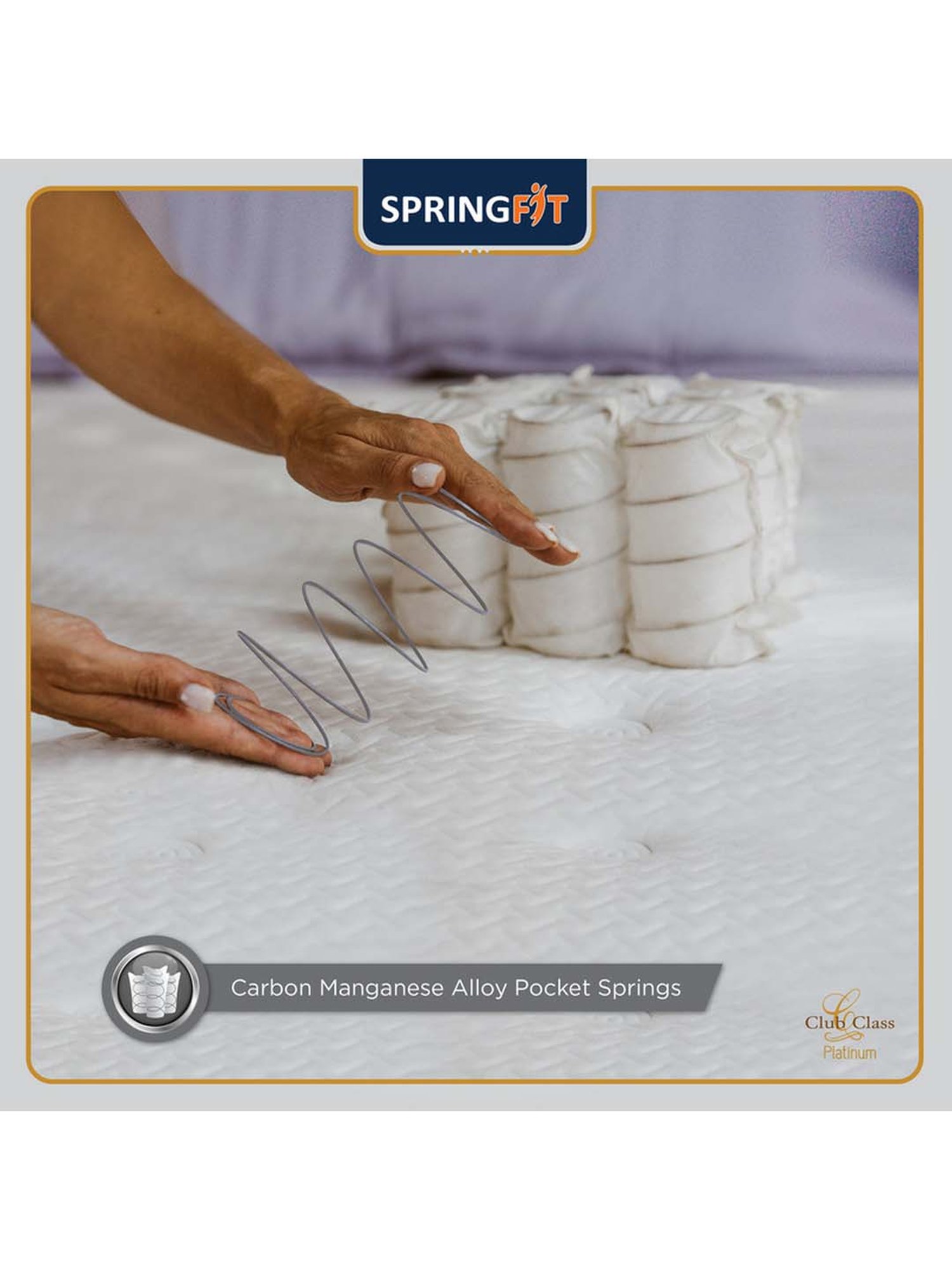 Springfit Club Class Platinum Ortho Back Support Pocket Spring Mattress 6 inch-Single(75x36x6 Inch)