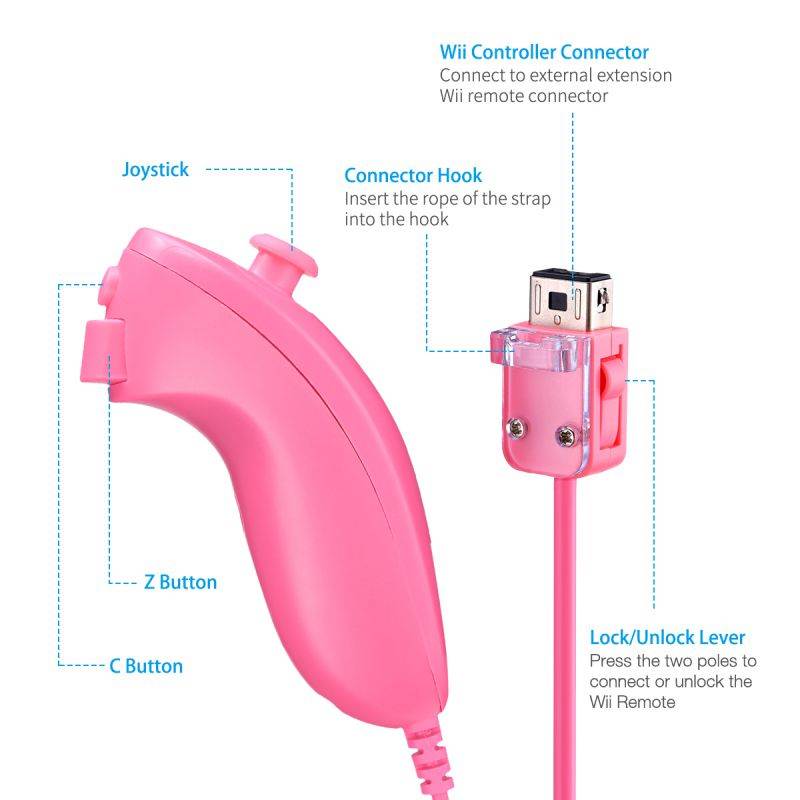 FirstPower Wii Nunchuck Controller,Nunchuck Joystick Gamepad Controller for Wii/Wii U Console (White)