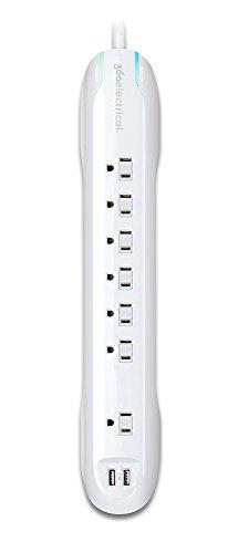360 electrical 360321 idealist2.4 surge protector, 7 outlets + sliding covers, 6 power cord