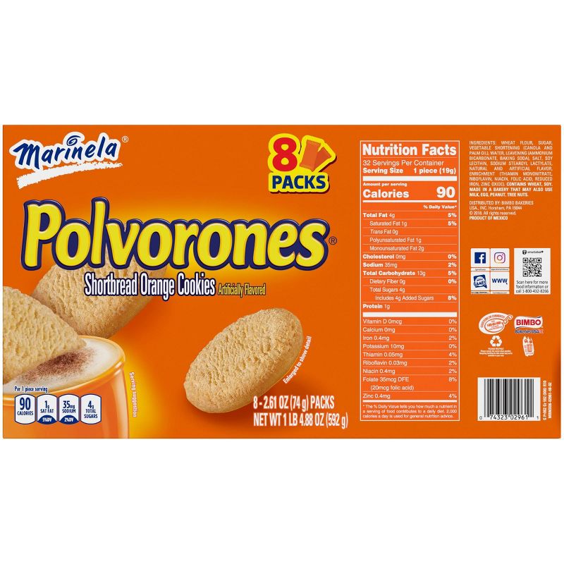 Marinela Polvorones Shortbread Orange Cookies - 8pk/2.61oz