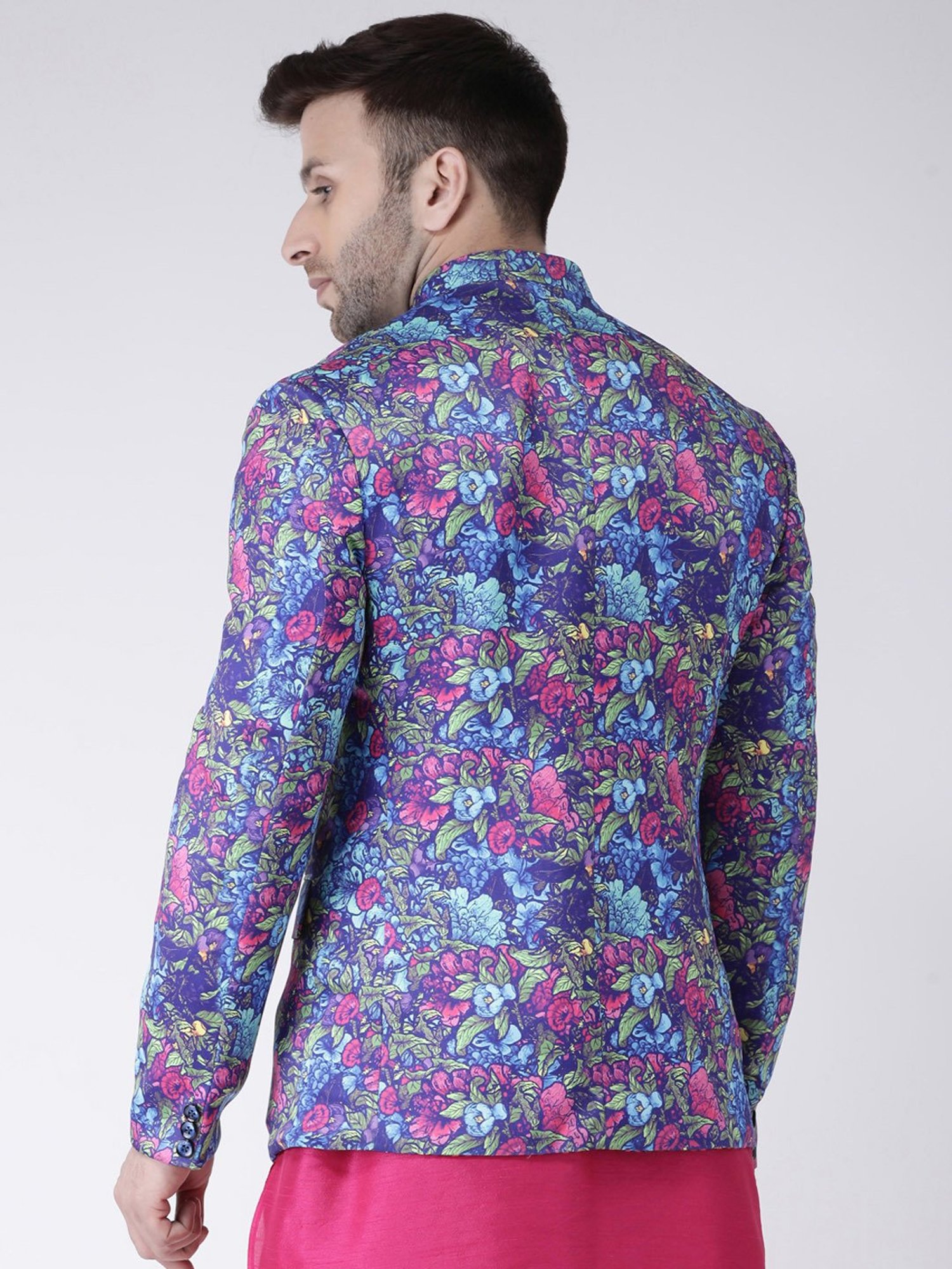 Hangup Plus Multicolor Regular Fit Printed Reversible Ethnic Blazer
