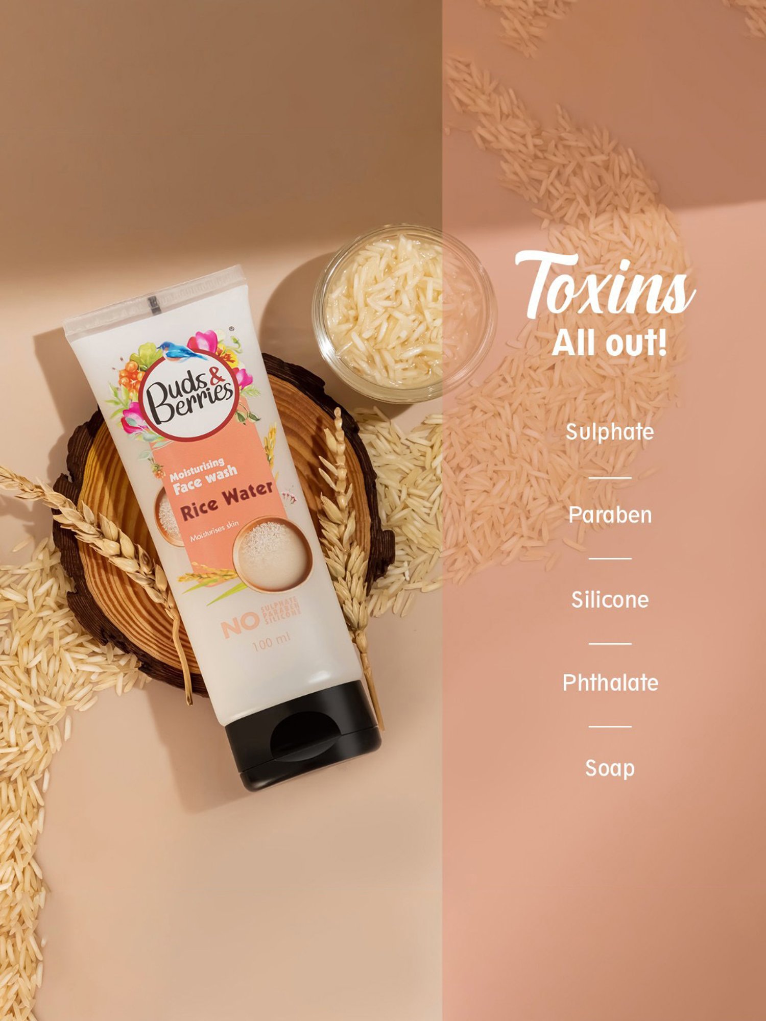 Buds & Berries Rice Water Moisturising Face Wash - 100 ml