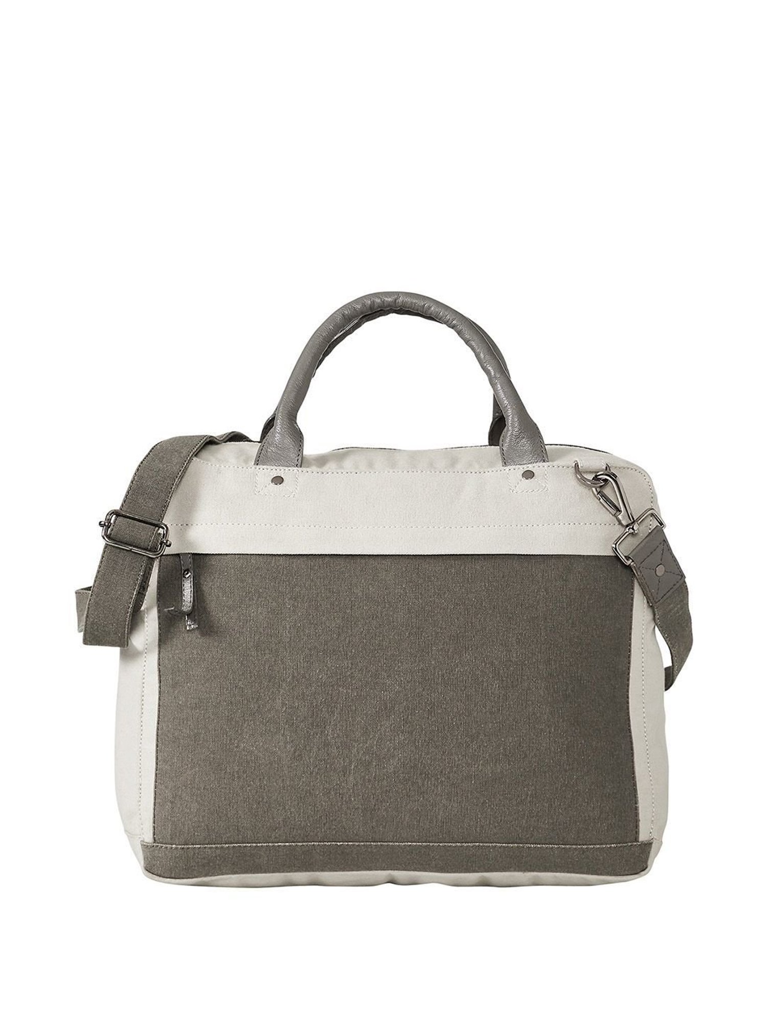 Mona B White Canvas Large Messenger Bag