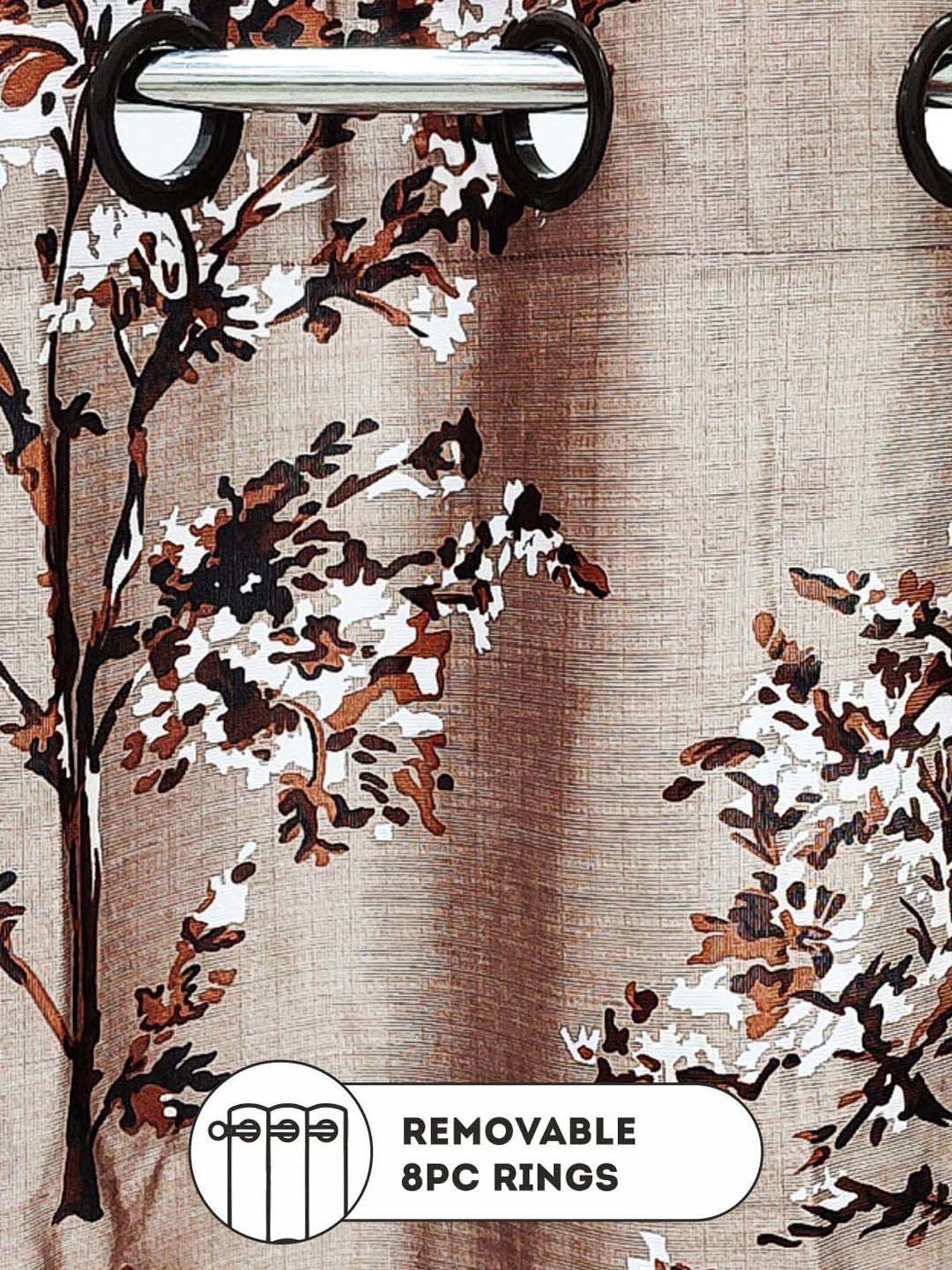 Bianca SANTORO Brown Faux Silk 5 Ft. Window Curtain - Set of 2