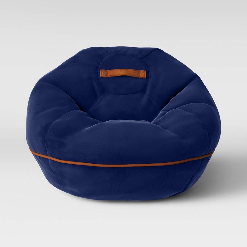 Bean Bag Chair with Suede Piping Navy - Pillowfort™