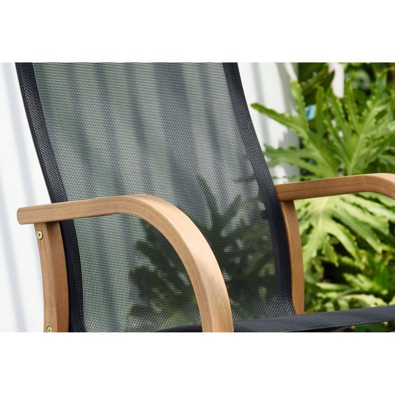 Gables 4pk Quick Dry Sling Armchairs w/ Teak Finish - Black - Amazonia