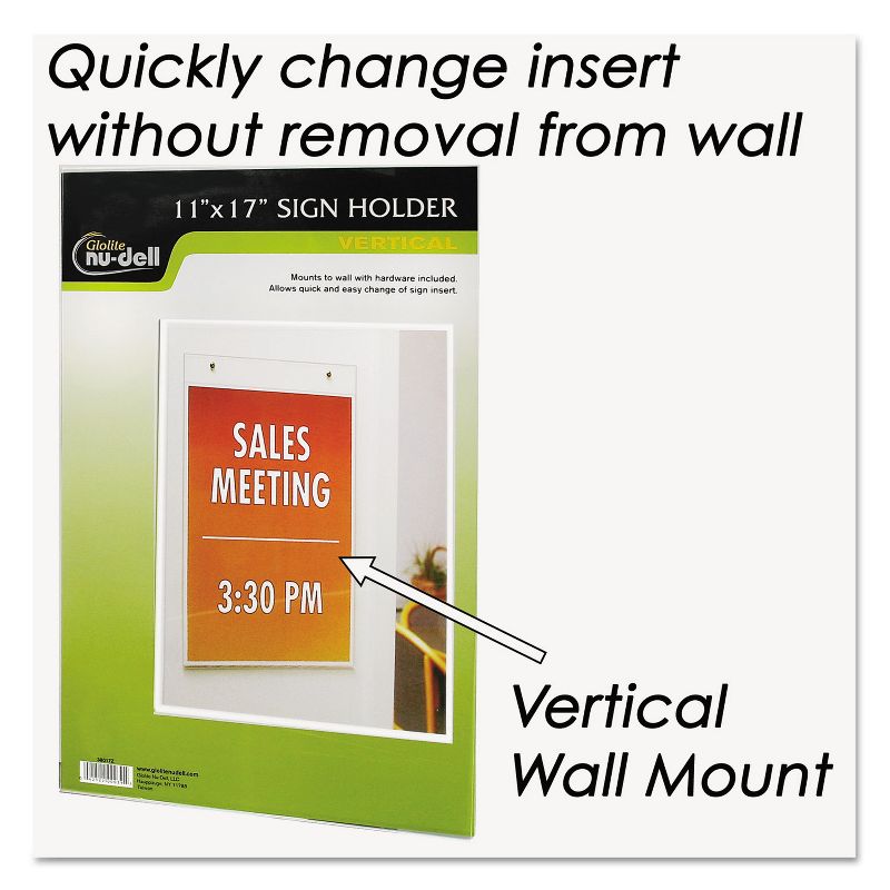 Nudell Clear Plastic Sign Holder Wall Mount 11 x 17 38017Z