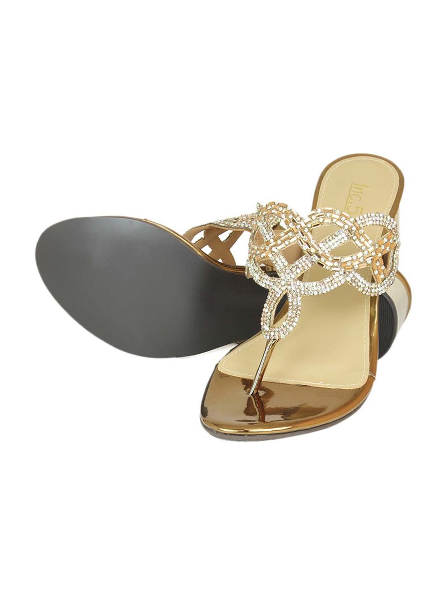 Inc.5 Women's Antique Gold Thong Sandals