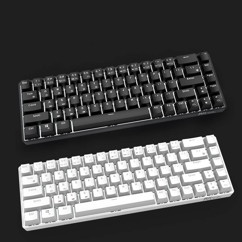RK RK855 Bluetooth Wireless and USB Wired Dual-mode 68 Keys Mechanical Gaming Keyboard, Adjustable White Backlit