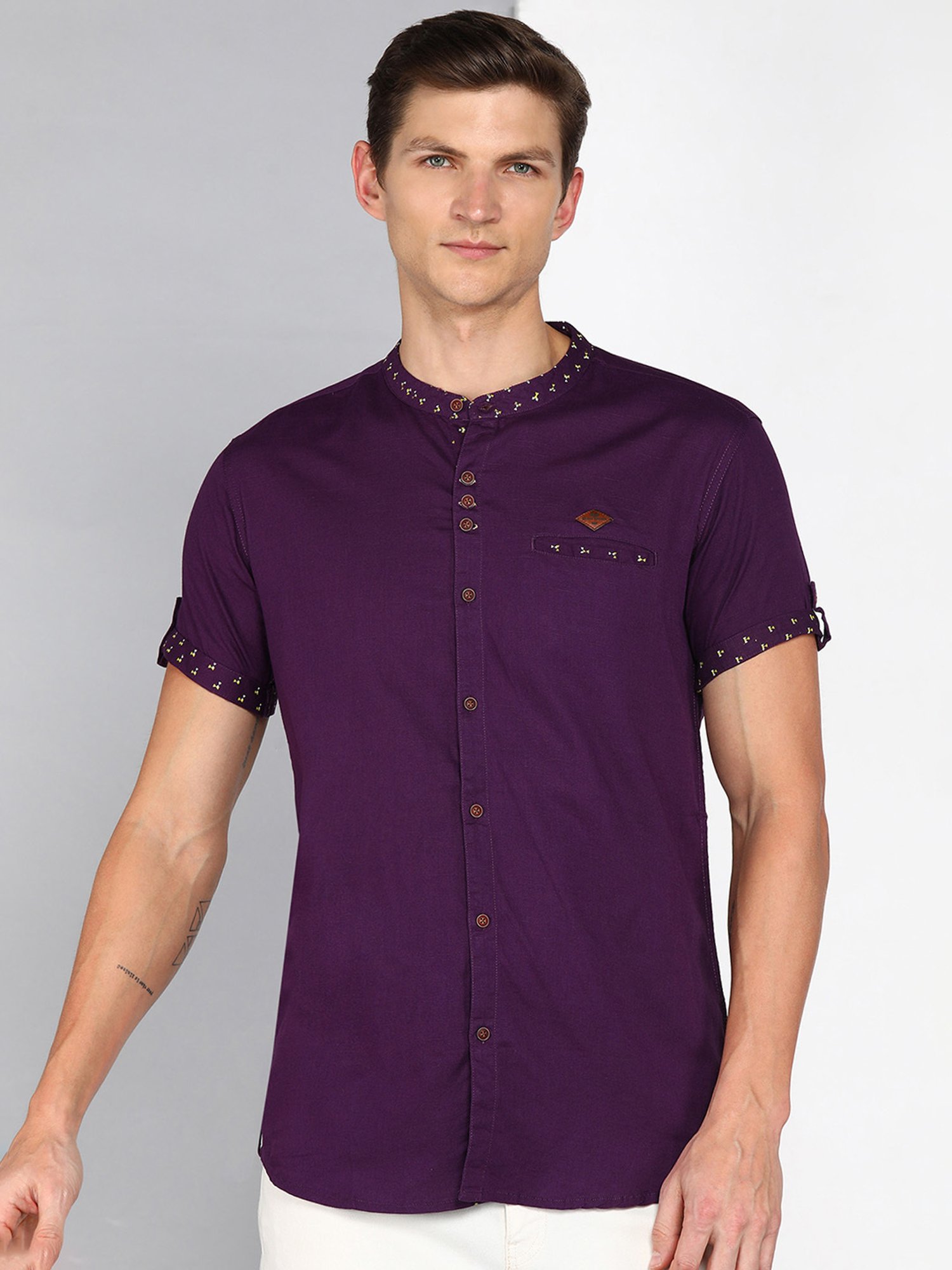 Kuons Avenue Purple Slim Fit Shirt