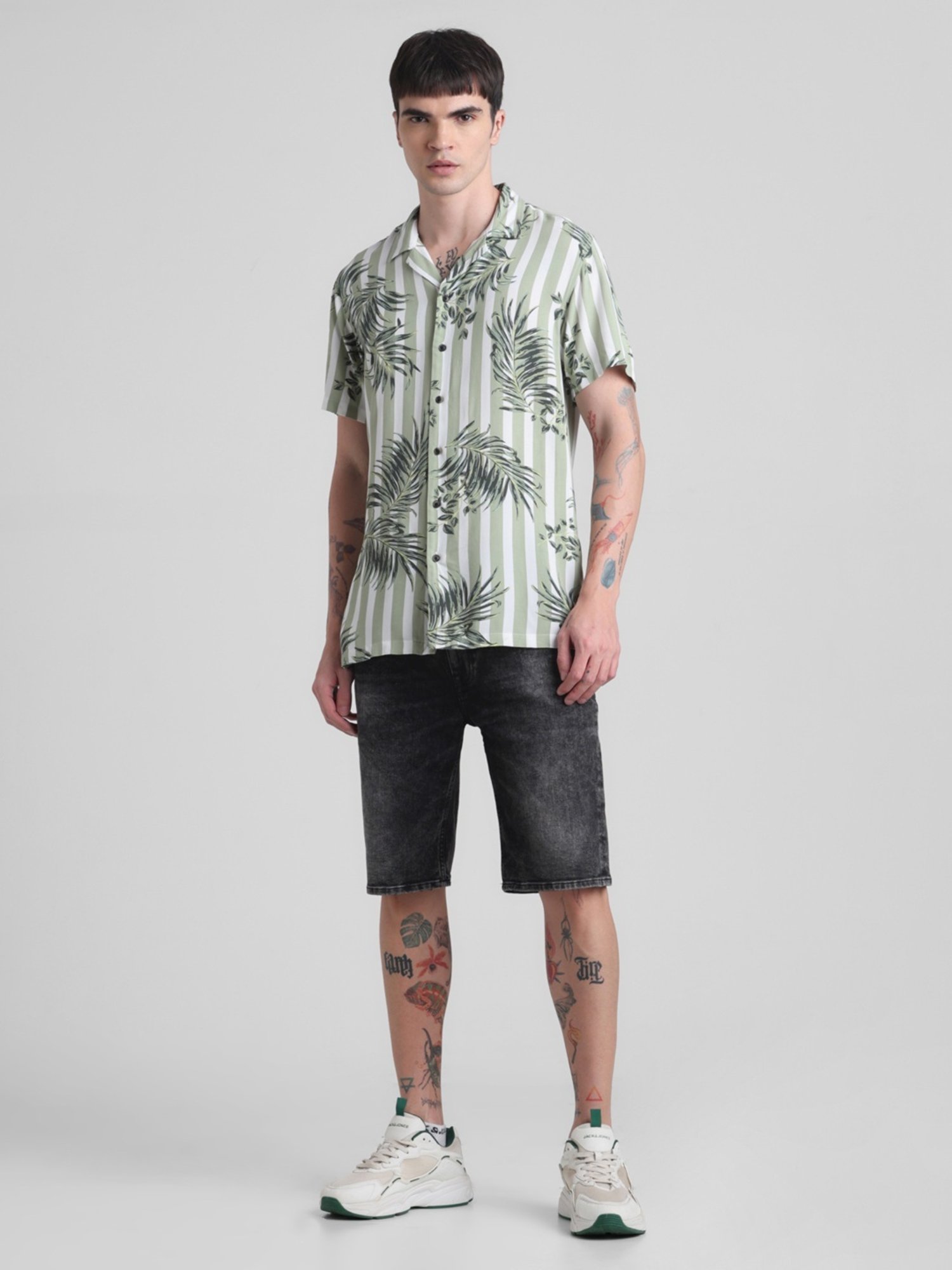 Jack & Jones Oil Green Regular Fit Floral Print Shirt