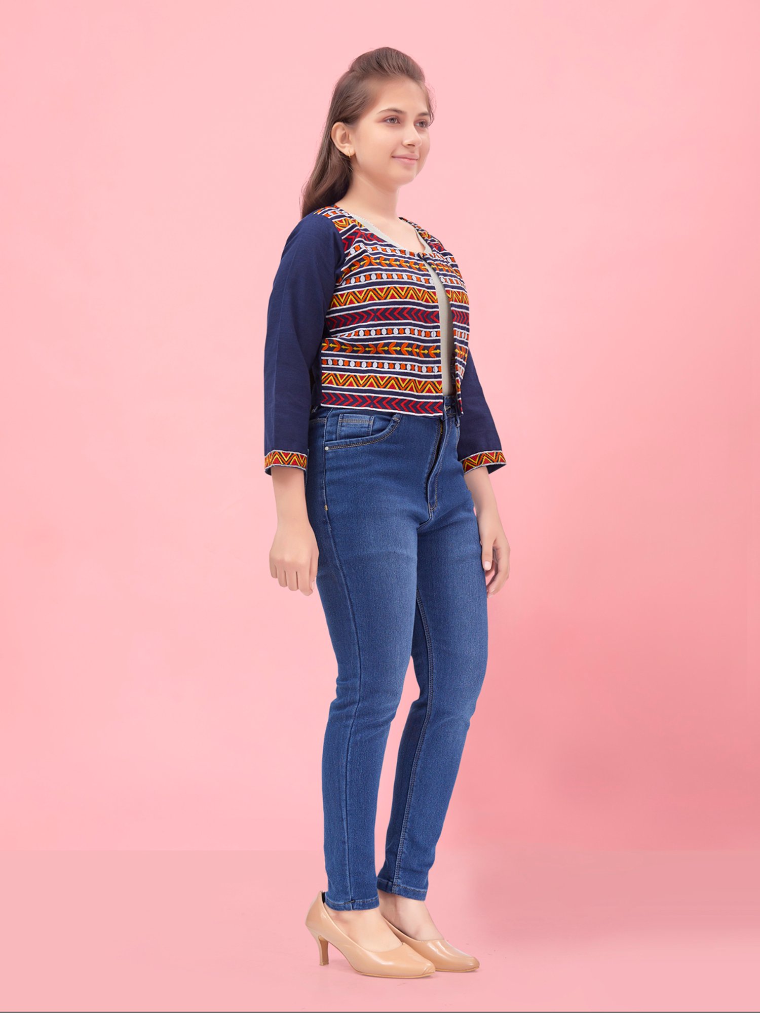 Aarika Kids Navy Embroidered Jacket