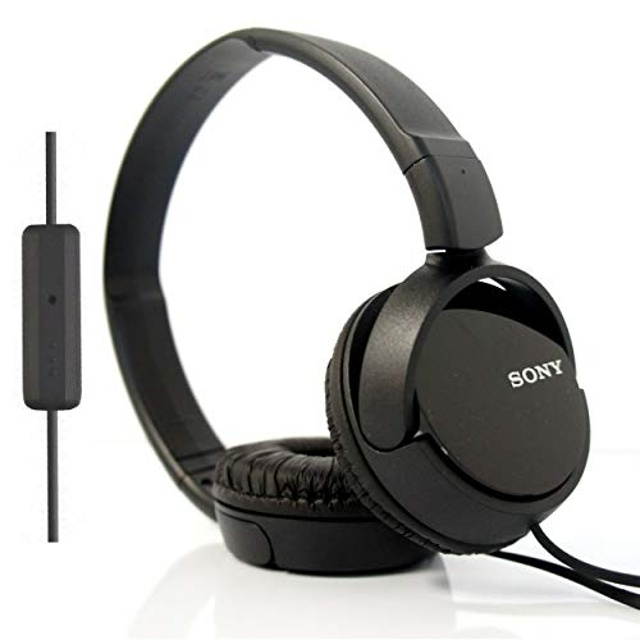 SONY Over Ear Best Stereo Extra Bass Portable Headphones Headset for Apple iPhone iPod/Samsung Galaxy / mp3 Player / 3.5mm Jack Plug Cell Phone with Mic (Dark Gray)