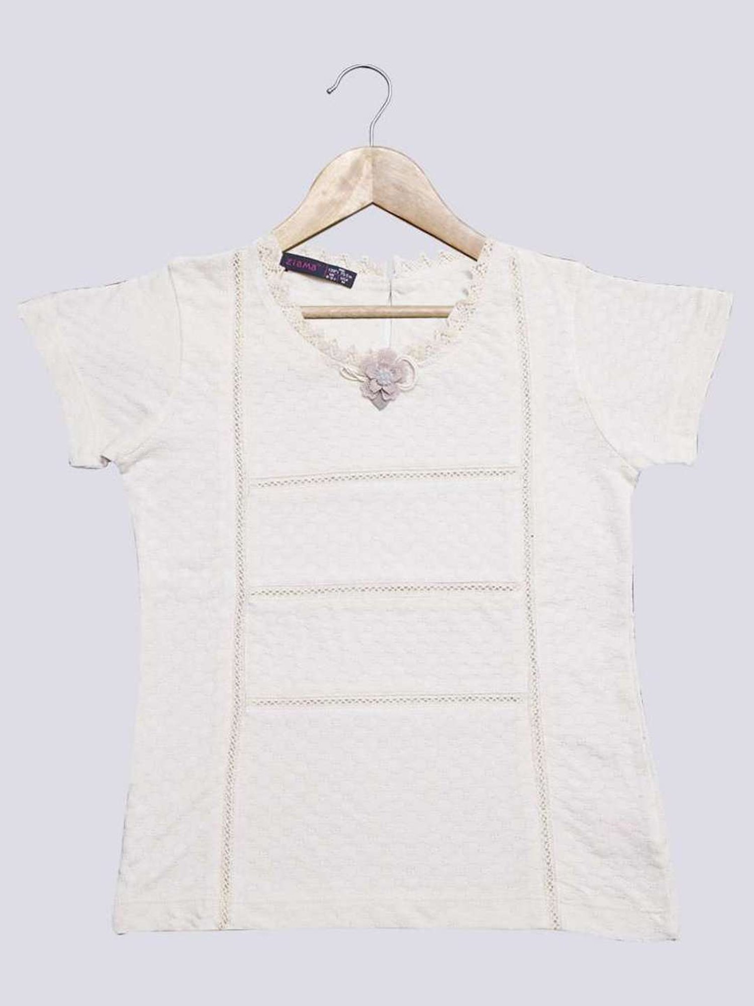 ZIAMA Kids Off-White Applique Top