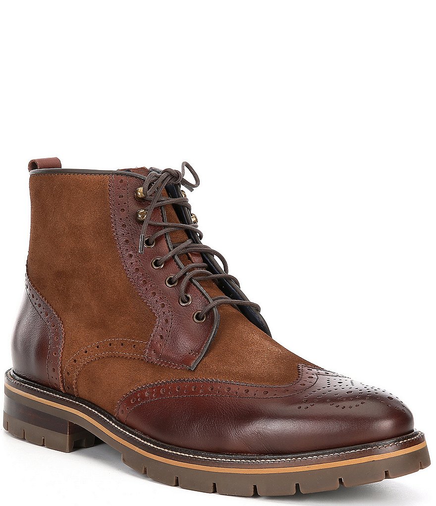 Johnston & Murphy Men's Cody Leather Suede Wingtip Boots