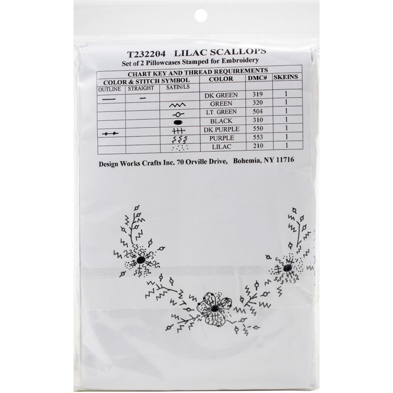 Tobin Stamped For Embroidery Pillowcase Pair 20"X30"-Lilac Scallop