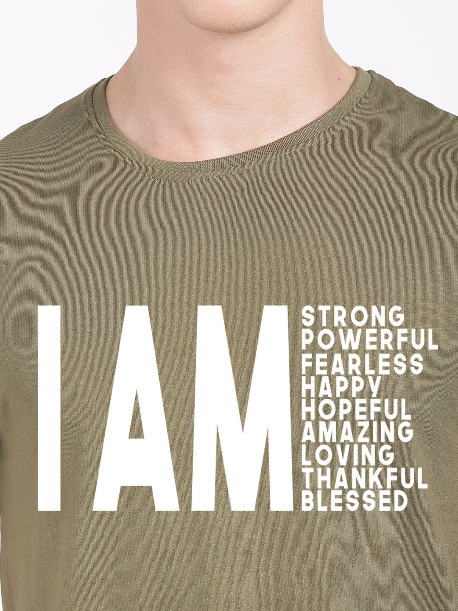 BLACK RADIO Olive Slim Fit Printed Cotton Crew T-Shirt