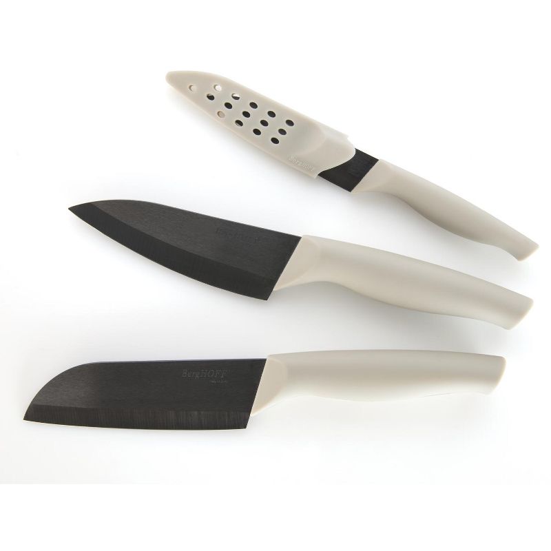 BergHOFF Eclipse 3Pc Ceramic Coated Knife Set, 5" Chef's Knife, 5.5" Santoku Knife & 4" Paring Knife