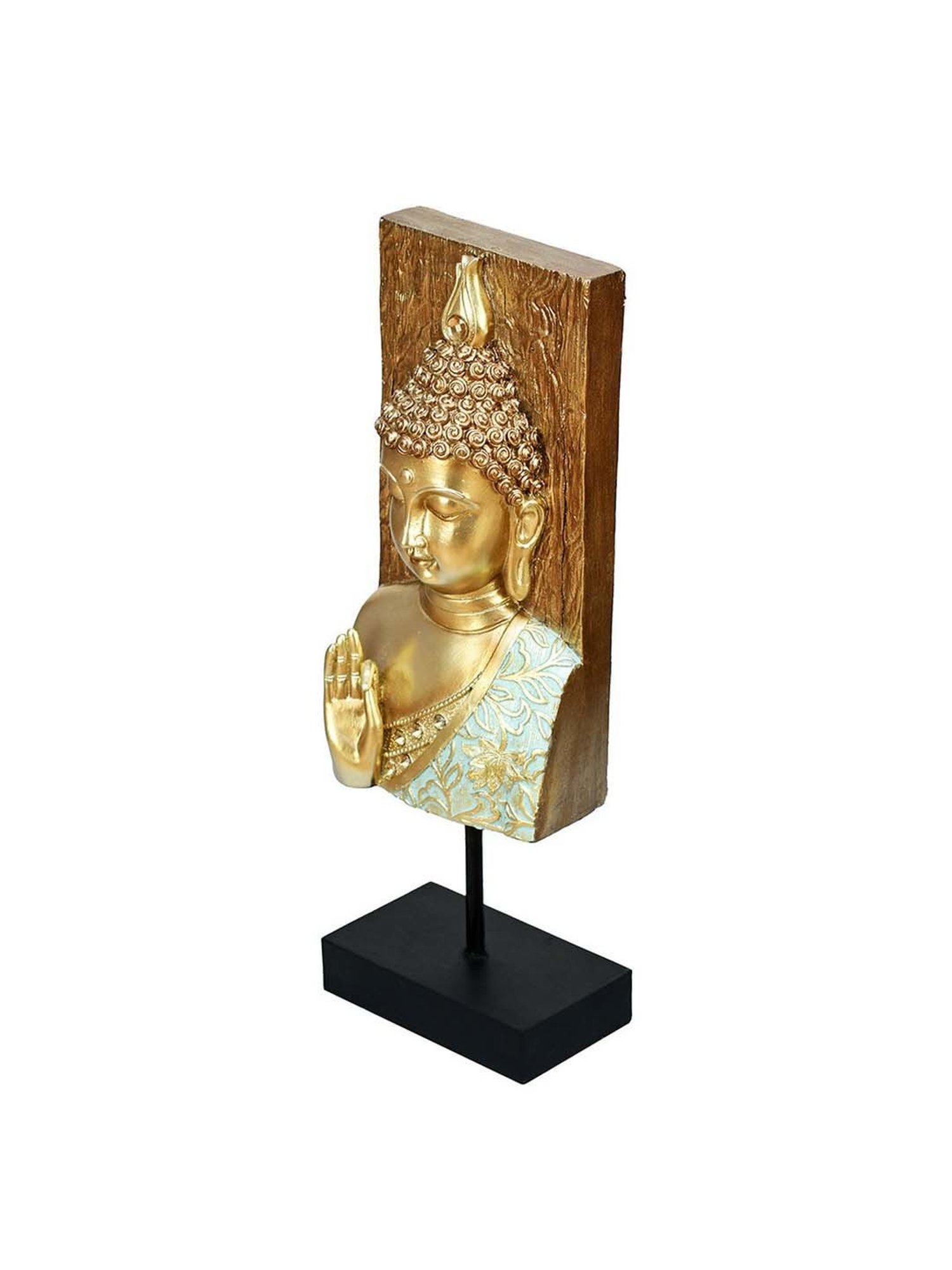 @home Mint & Gold Polyresin Decorative Buddha Showpiece