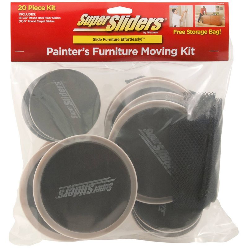 SuperSliders 20pk Medium and Large Reusable Furniture Moving Kit All Floor Types