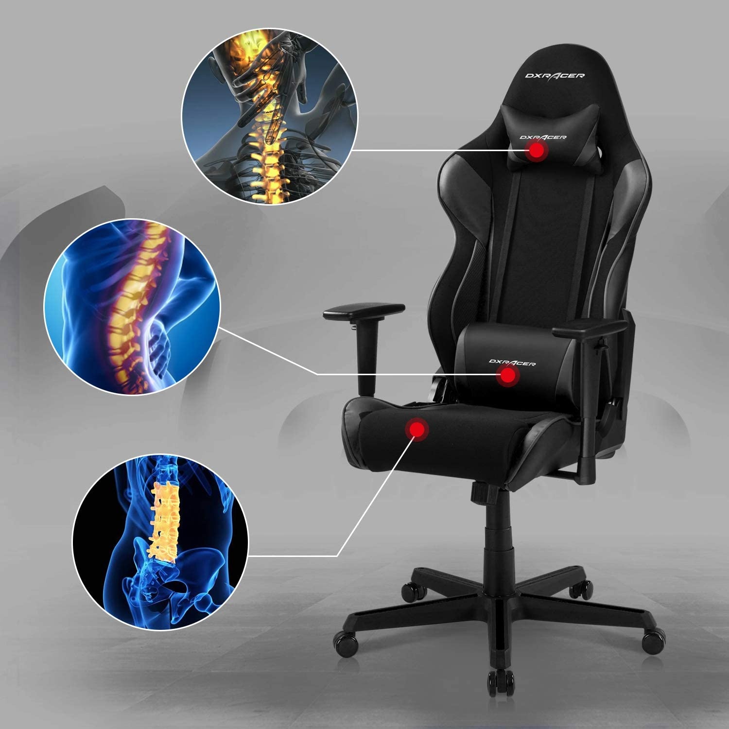 Gaming Chair, Racing Style Computer Desk Chair Padded Armrests Ergonomic Lumbar Support Adjustable Height