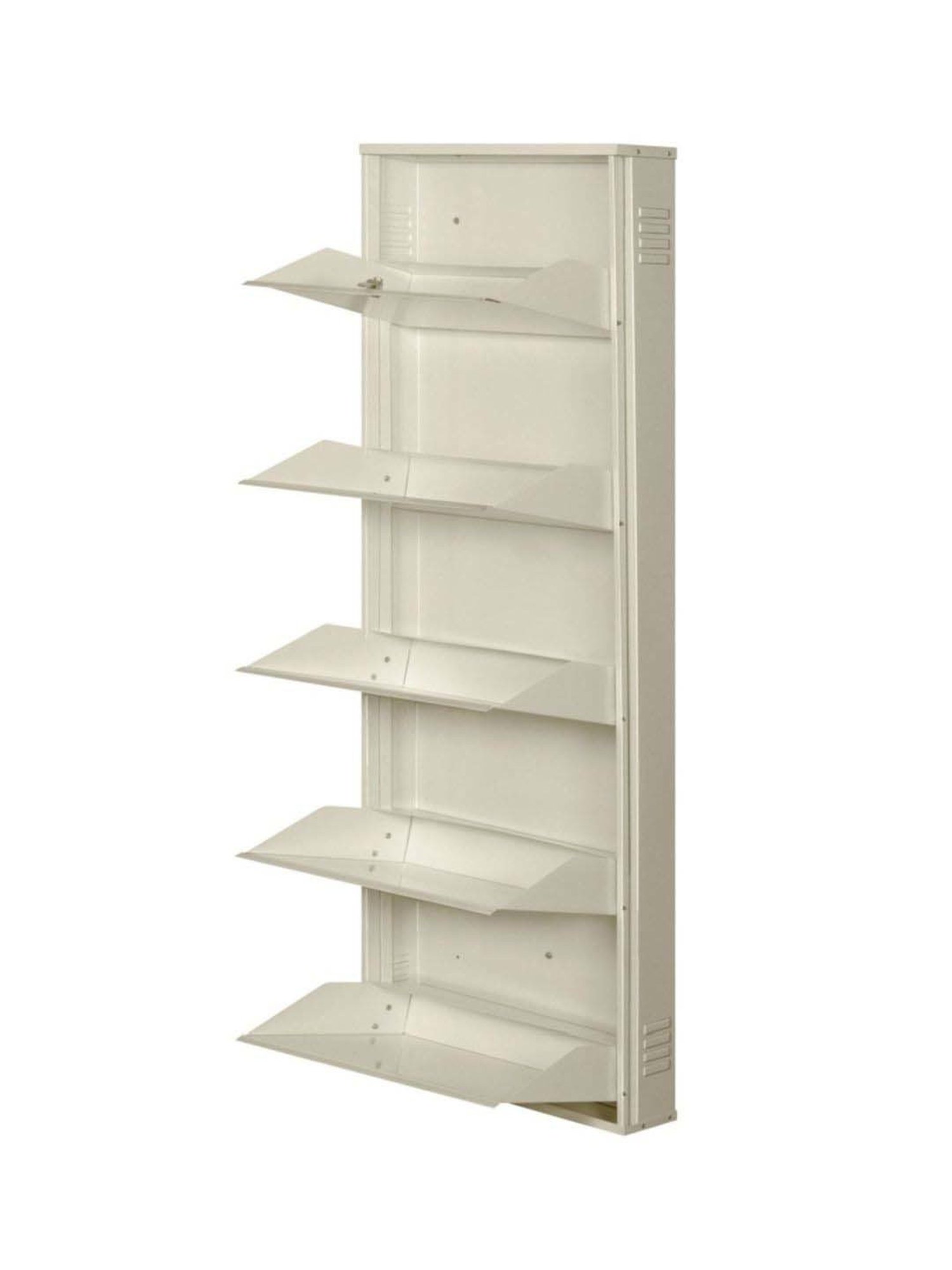 Delite Kom Metal Shoe Rack - 24" 5 Shelf, Ivory, PowderCoat, Wall Mount, DIY