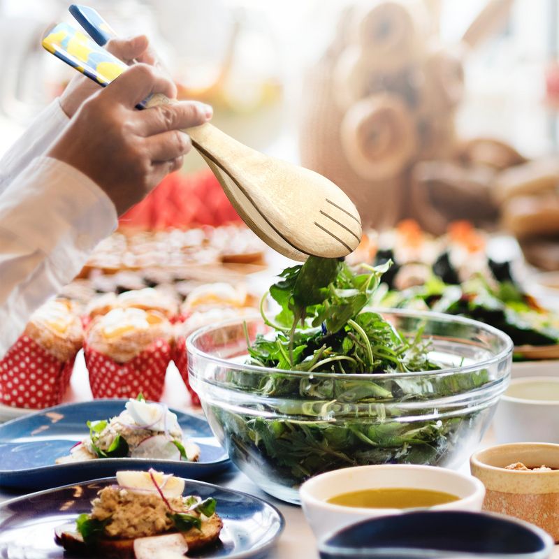 Gibson Elite Philomena 2 Piece Enamel On Wood Salad Serving Set