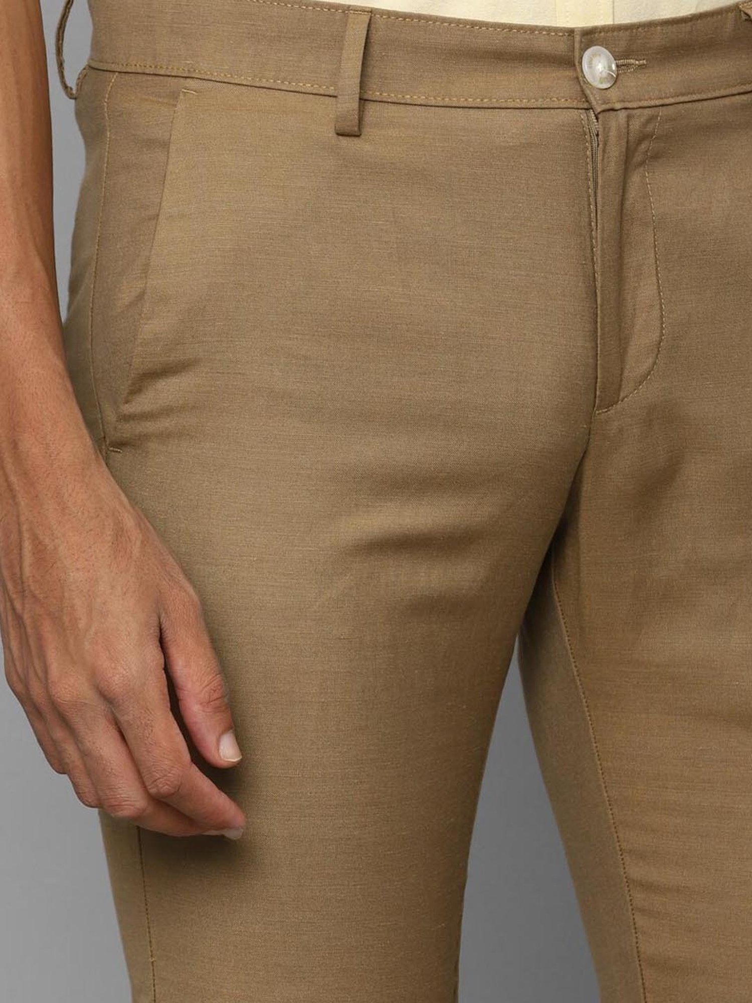 Allen Solly Brown Slim Fit Trousers