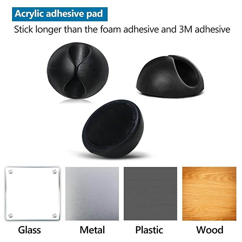 Cable Clips  6 Pack Cable Holder Multipurpose Cord Management for Home NonToxic Rubber Material SelfAdhesive Desk Cord Clips Durable Cord Organizer Black Cord Holder for Office Black 6pcs