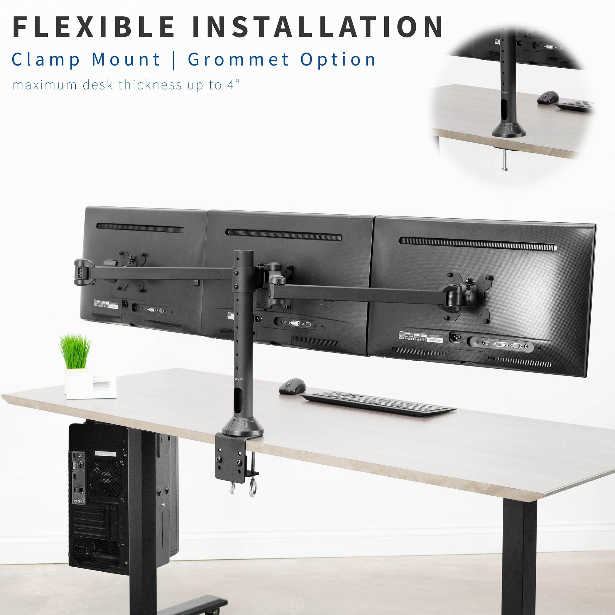 VIVO Triple Computer Monitor Desk Mount Stand Heavy Duty Fully Adjustable - fits Three (3) Screens upto 32" (STAND-V103)