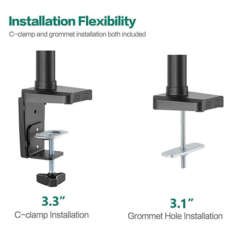 Premium Triple LCD Monitor Desk Mount Fully Adjustable Gas Spring Stand for Display up to 27 inch 154lbs Capacity GSDM003 Black