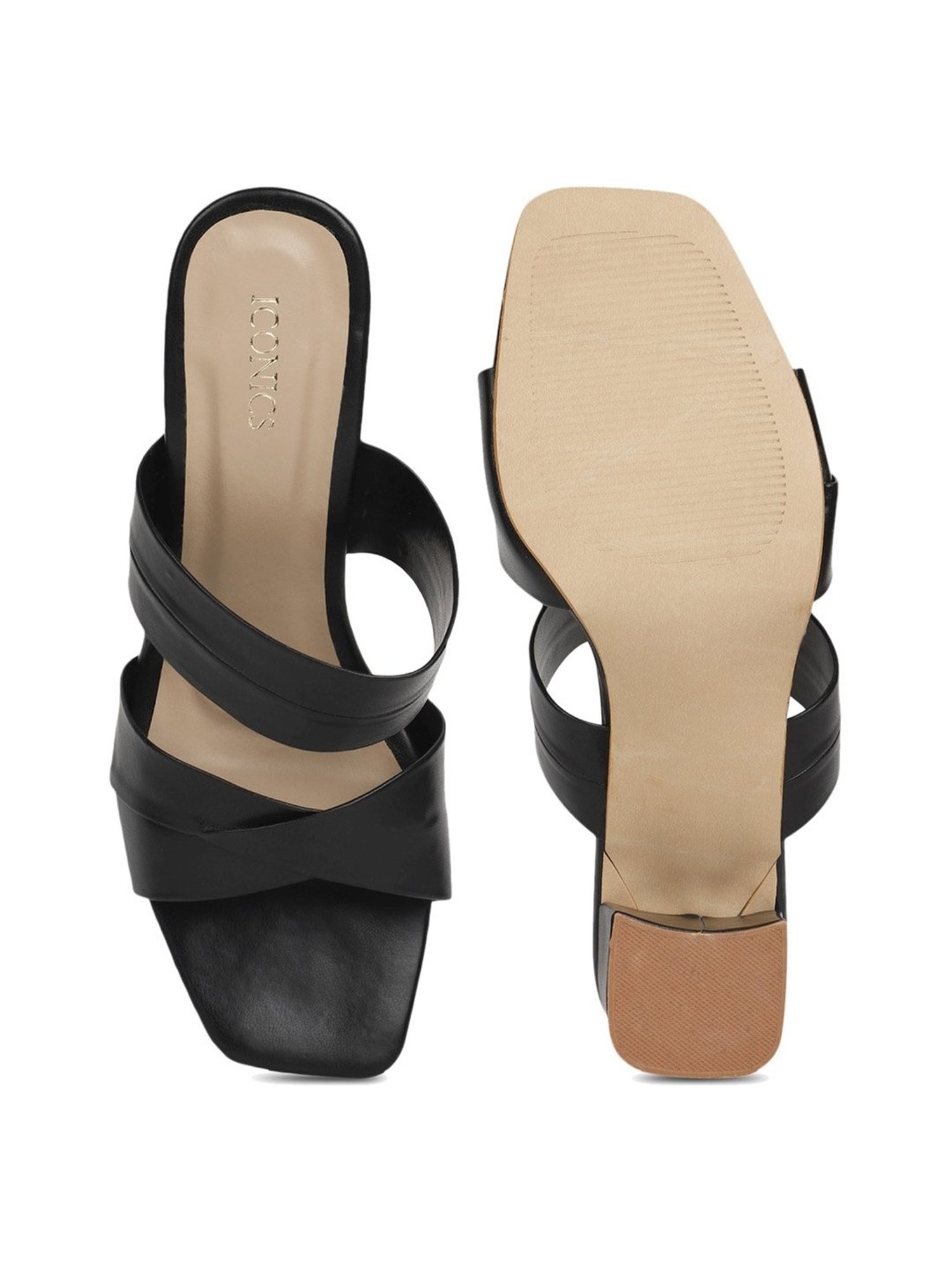Iconics Women's Black Casual Sandals