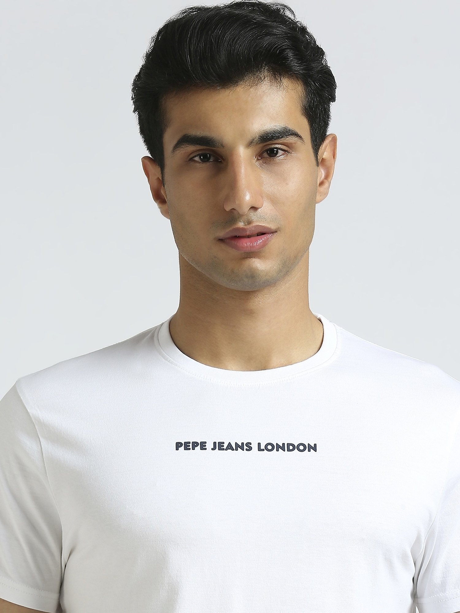 Pepe Jeans White Cotton Slim Fit Printed T-Shirt