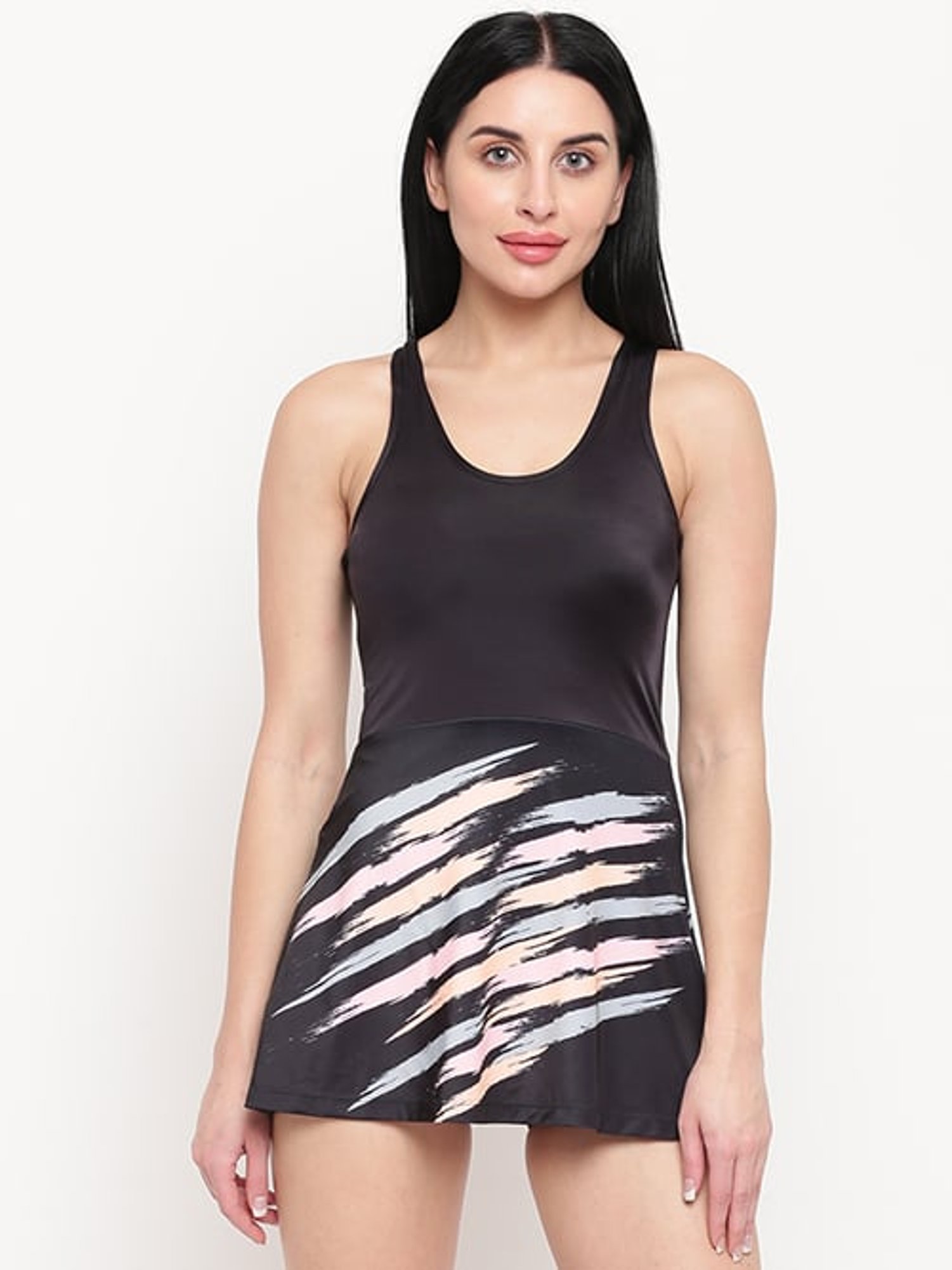 IO Black Printed Swimdress