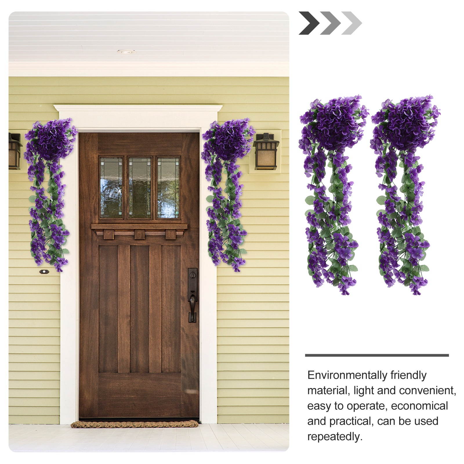 2Pcs Delicate Hanging Simulation Flower Simulation Violet Flower Fake Hanging Flower