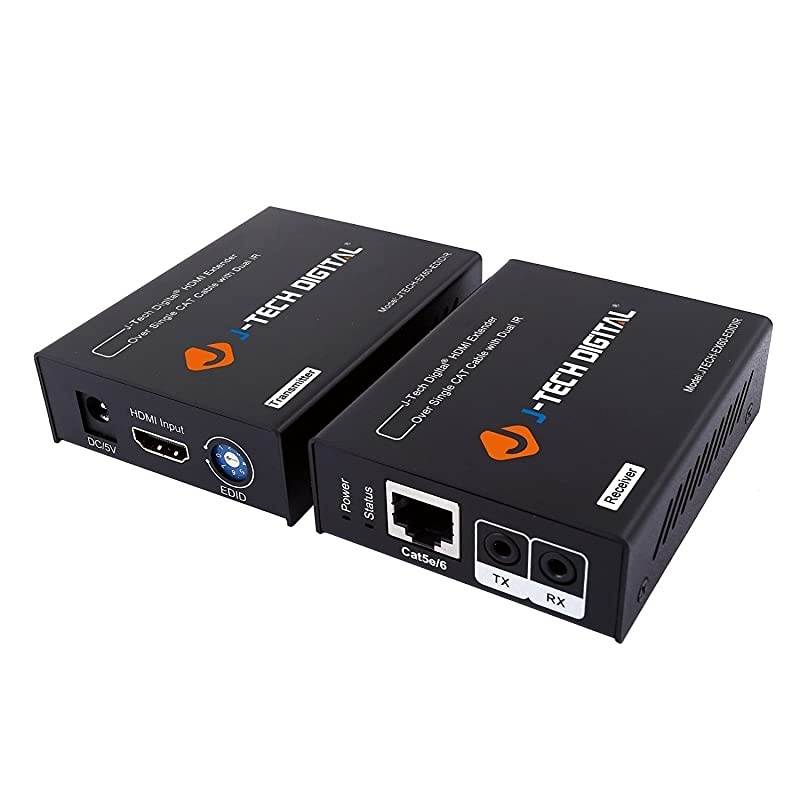 Hdmi Extender by Single Cat 5E67 up to 200ft with IR PassThrough JTECHEX60EDIDIR