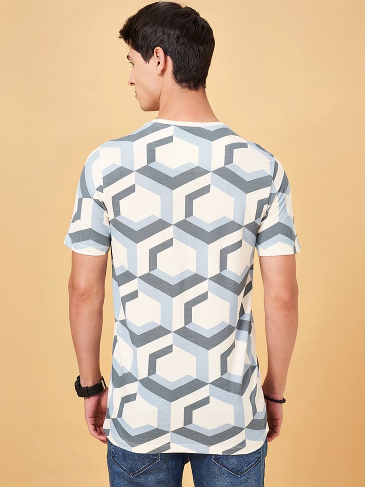 Sf Jeans By Pantaloons Marshmallow Slim Fit Printed T-Shirt