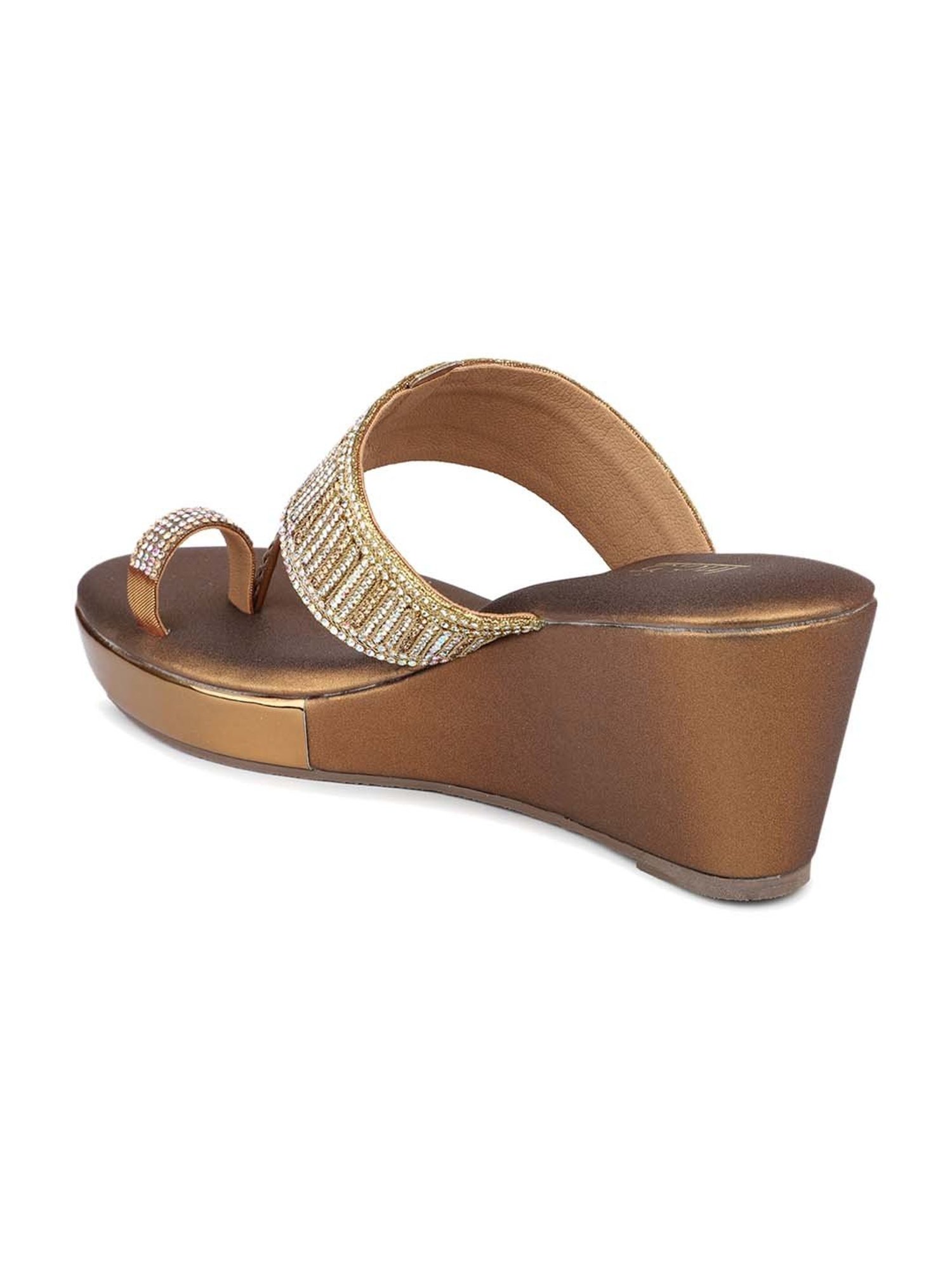 Inc 5 Women's Antique Gold Toe Ring Wedges