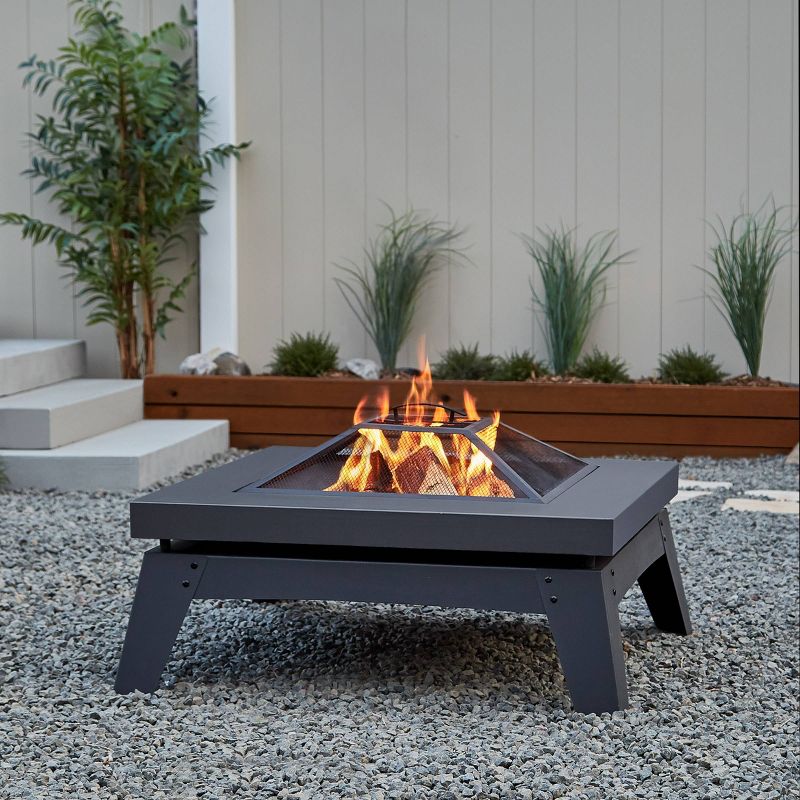 Breton Square Wood Fire Pit Gray - Real Flame