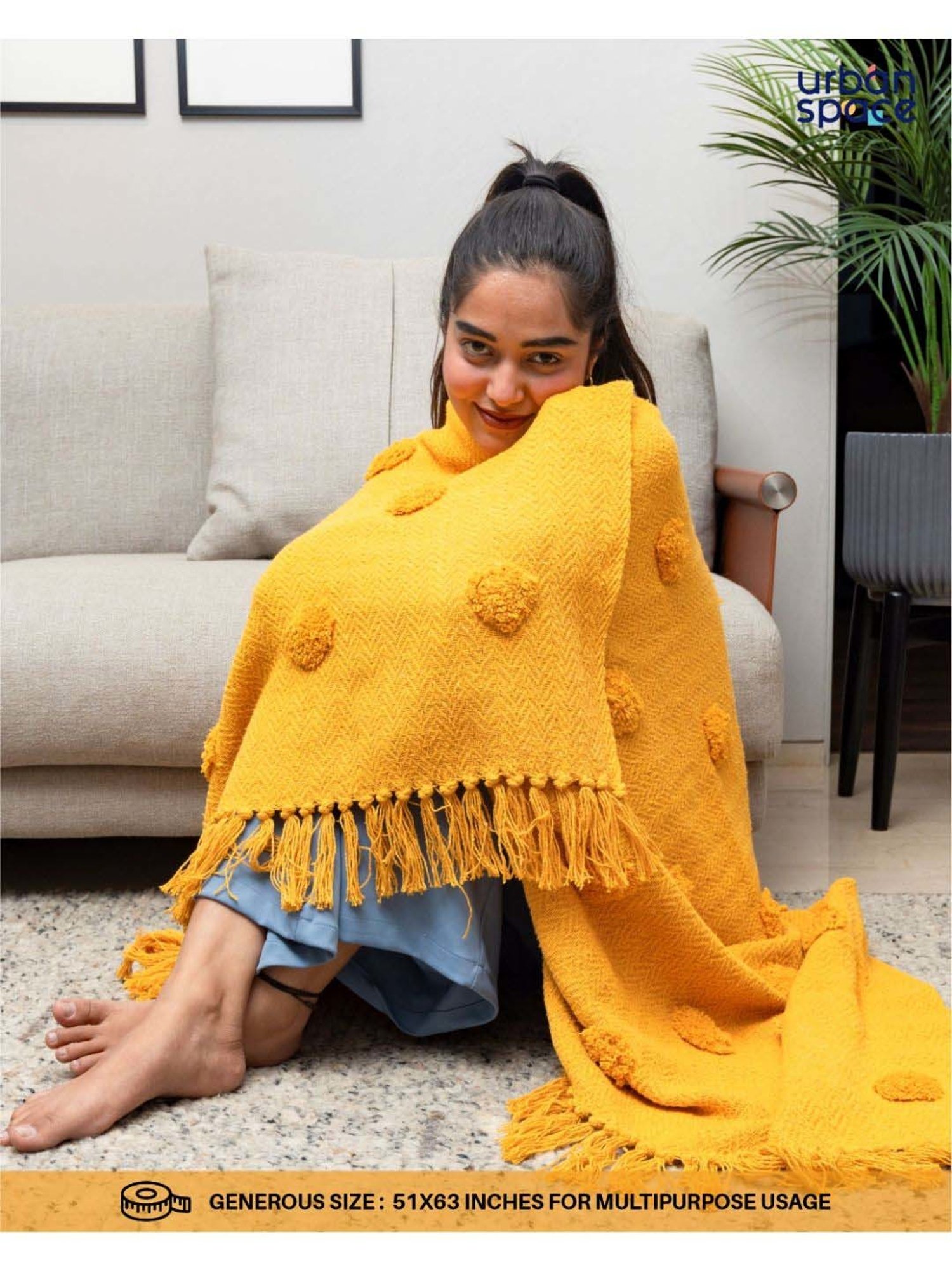 Nestasia Red & Cream Chevron Cotton Knitted Throw blanket with texture for Living Room or Bedroom