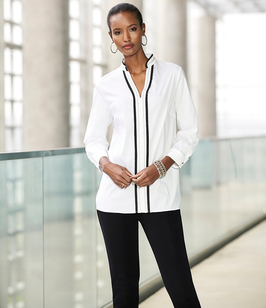 Misook Slim Straight Leg High Waist Washable Pants