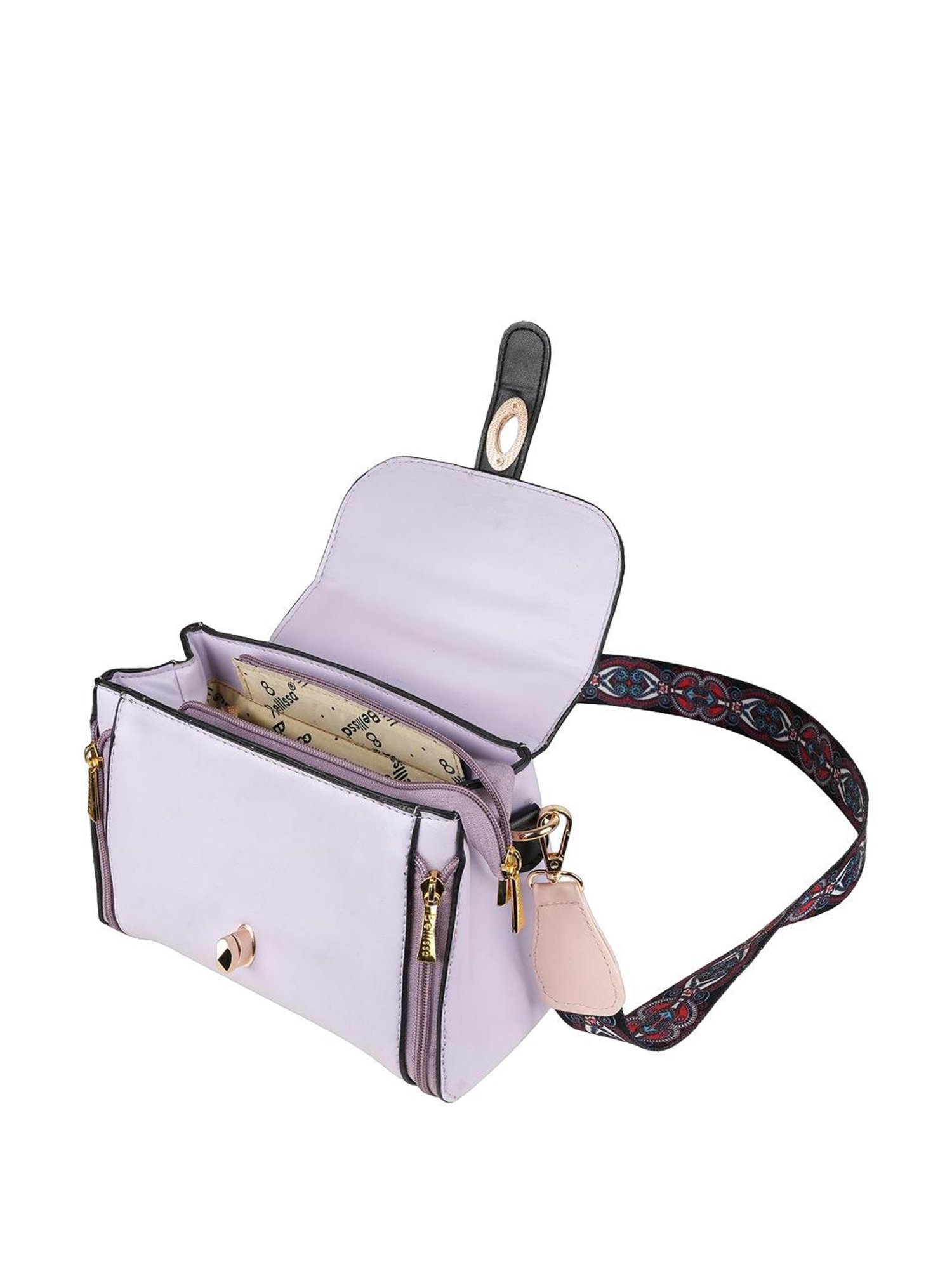 Bellissa Purple PU Solid Satchel Hand Bag