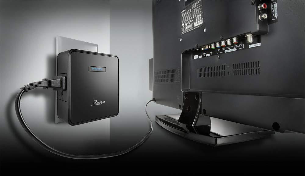 Rocketfish 2-outlet Surge Protector 1500 Joules 47dB Black RF-HTS1215
